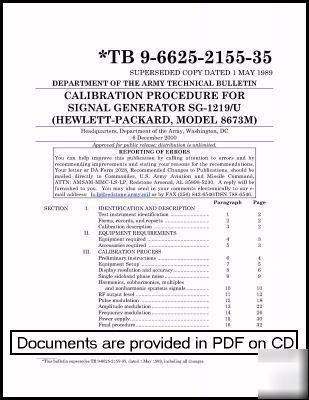 Agilent hp 8673M sg-1219/u calibration manual