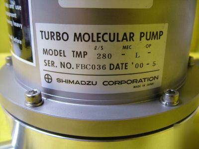 Shimadzu turbomolecular pump tmp 280-l turbopump system