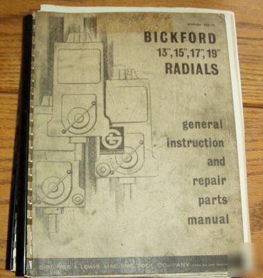 G&l bickford 13 15 17 19 inch radial drill parts manual