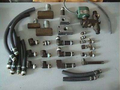 Lot of 30+ pneumatic parts, hose, pipe, valve, manifold