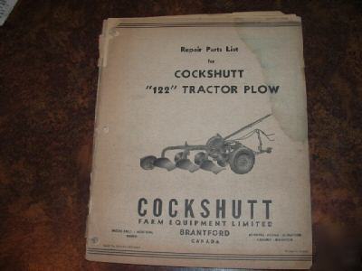 Parts list, cockshutt 122 tractor plow, rare
