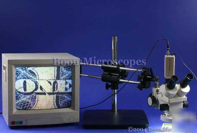 Heavy duty boom trinocular zoom microscope 7.5-35X