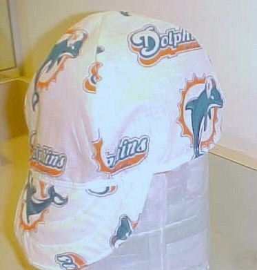 Reversable miami dolphins nfl welder cap hat white bg