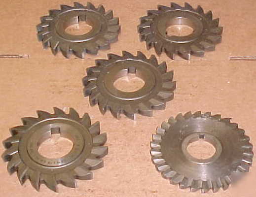 Lot of 5 plain tooth side milling cutters mostly 11/32