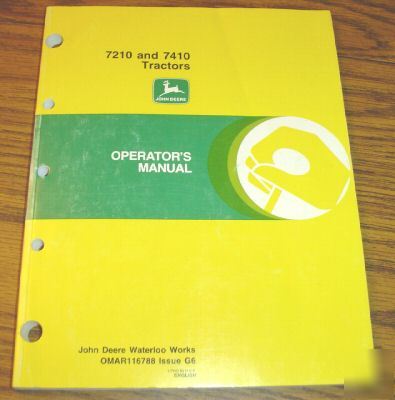 John deere 7210 & 7410 tractor operator's manual jd