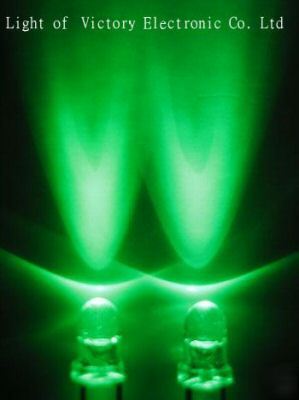 1000X brightest 3MM pure green led lamp 15,000 mcd fr/r