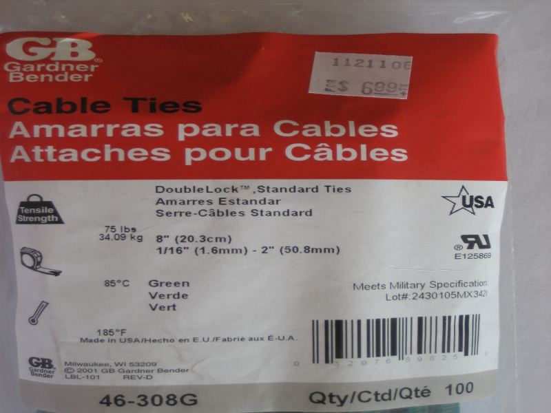 Gb (gardner bender) cable ties 8