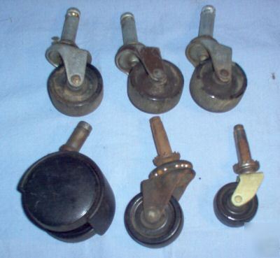 Mixed lot of 6 vintage, used casters