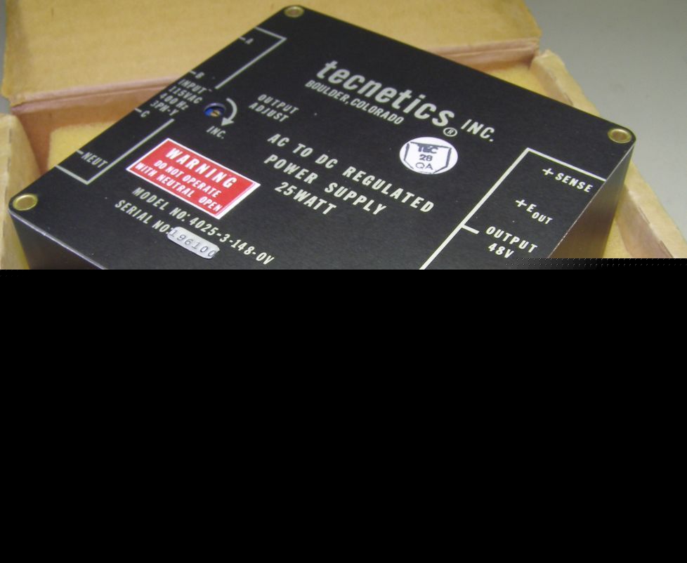 Tecnetics inc. ac to dc regulated power supply 4025-3-1
