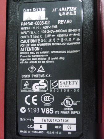 Ite tech inc. power supply 3.3VDC 4.55A regulated brick