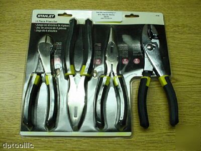 New 4PC. stanley professional plier set w/ cushion grip