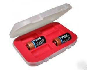 Battery case holds up to 6 CR123 alarm system batteries