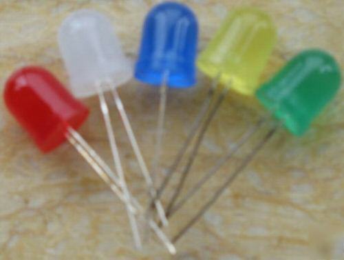 10X red/green/blue/yellow/white 10MM diffused leds