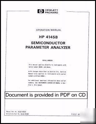 Agilent / hp 4145B operation manual - why pay more?