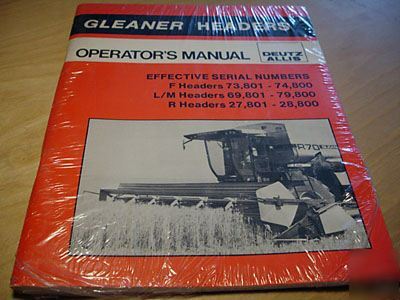 Deutz-allis gleaner f l m r header operator's manual ac