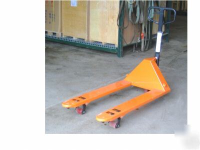 New 6000 lb pallet jack/truck brand 6 pack on skid 