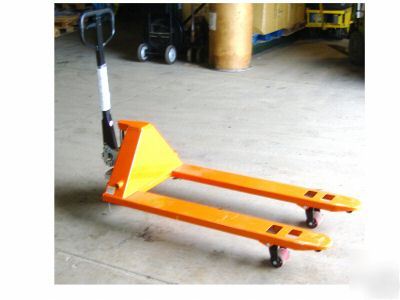 New 6000 lb pallet jack/truck brand 6 pack on skid 