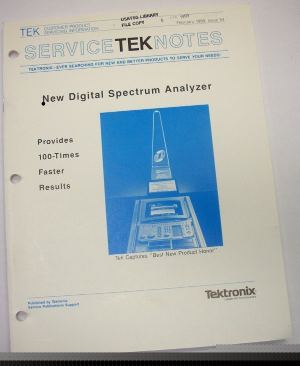 New tektronix service notes- digital spectrum analyzer