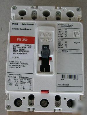  cutler hammer FD3045 3P 45A 600V circuit breaker *