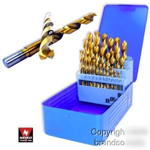 29 pc titanium twist jobber steel drill index bit set