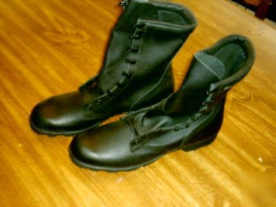 Military steel toe work boots size 11R, black, all lthr