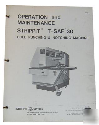 Strippit t-saf 30 punch operation & maintenance manual 