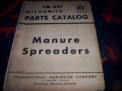 Mccormick ih manure spreaders parts catalog fm-201