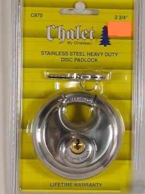 New chateau chalet stainless steel disc padlock 2 3/4