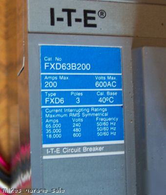 New ite 200 amp FXD63B200 circuit breaker old stock